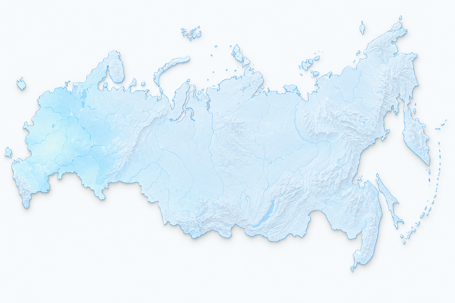 Светлая рельефная карта России